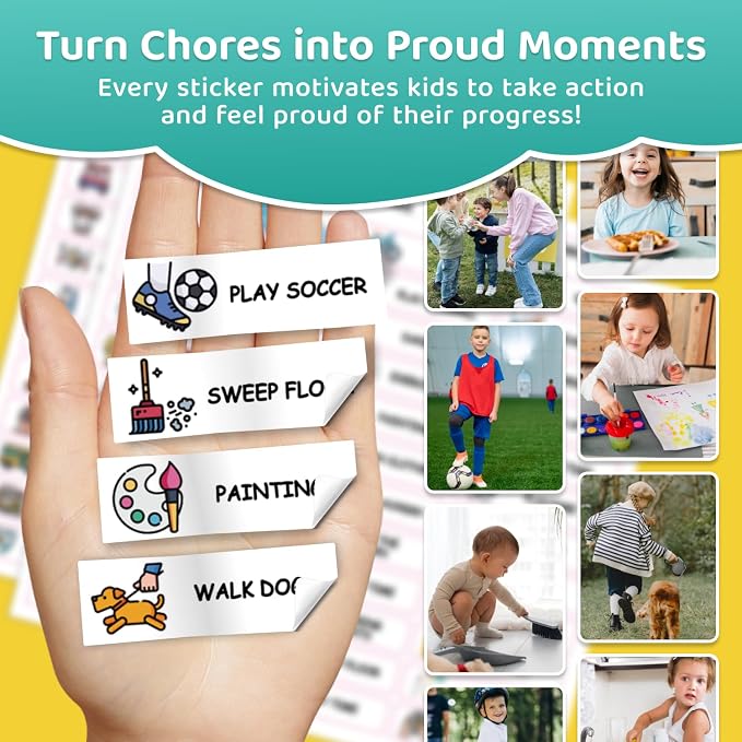 Dry Erase Kids Chore Chart for 3 Kids Pink & Blue & Green - Magnetic Routine Chart with Slider Cute Chore Stickers, Morning Bedtime Daily Routine Chart for Toddlers Visual Schedule for Kid with Autism - Image 5