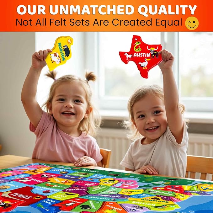 USA Felt Board for Kids 3-5 Years Old - Preschool Learning Activities - Image 7