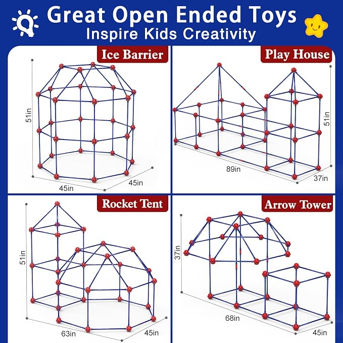 V-Opitos Fort Building Kits for Kids, 140 PCS STEM Construction Toys, Christmas, Birthday Gifts for 4, 5, 6, 7, 8, 9, 10, 11, 12 Years Old Boys & Girls, Indoor & Outdoor Play Tent Activity - Image 5