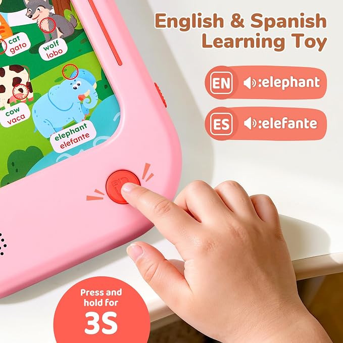 JoyCat Bilingual Kids Learning Tablet, 106 Pages Spanish-English Cards - Image 3