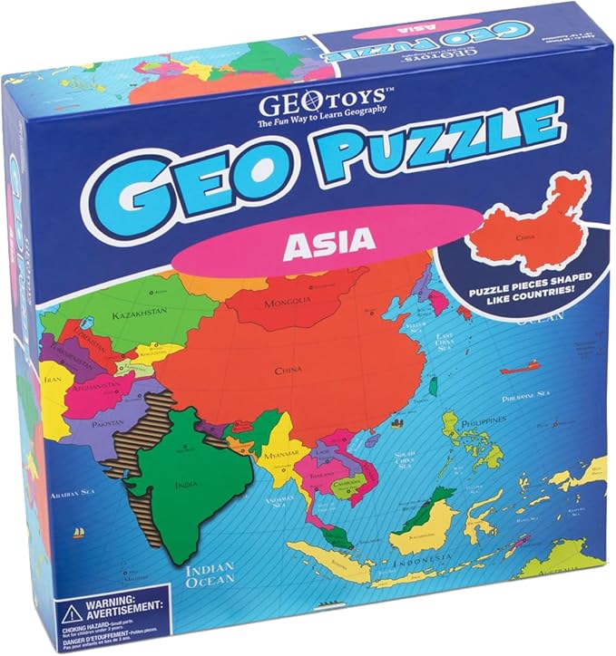 GeoPuzzle Asia Jigsaw Puzzles, 50 Pc Map Puzzle for Kids Ages 6 and Up - Image 6