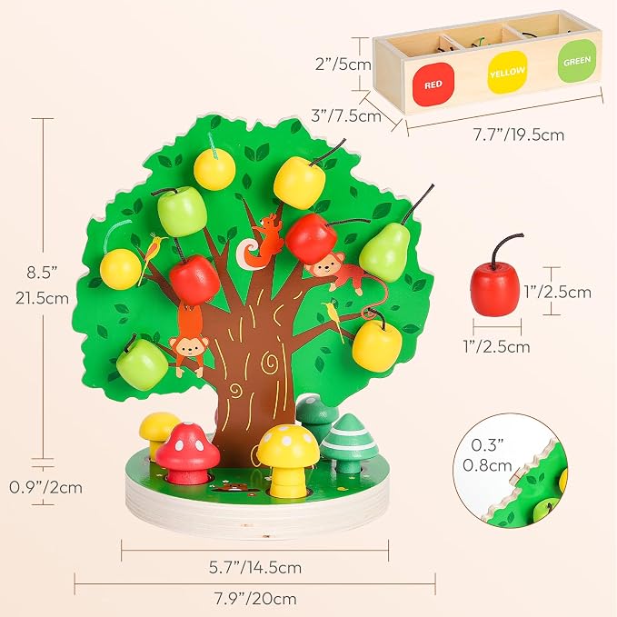 Woodtoe Apple Picking Magnetic Tree Toy, Montessori Toy for Kids Age 3-6 - Image 6