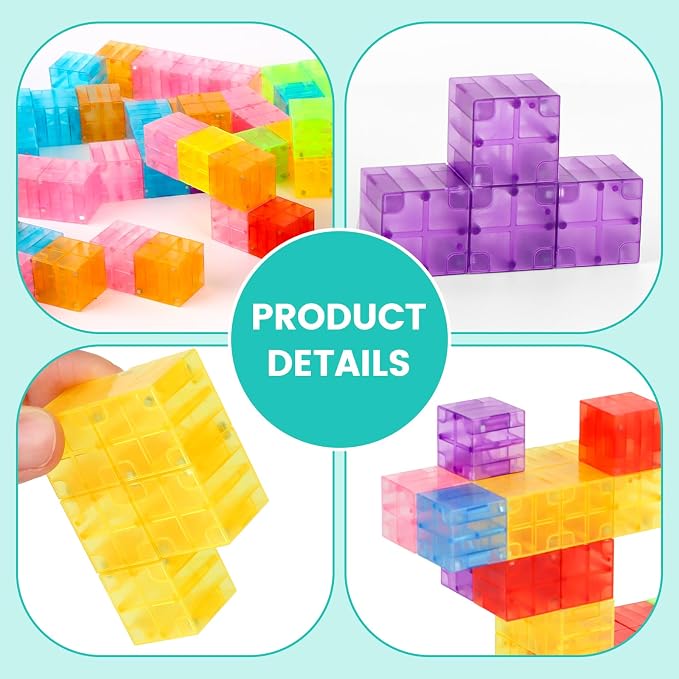 ZHENFINITY 200PCS Rainbow Magnetic Building Blocks, STEM Construction Toy - Image 6