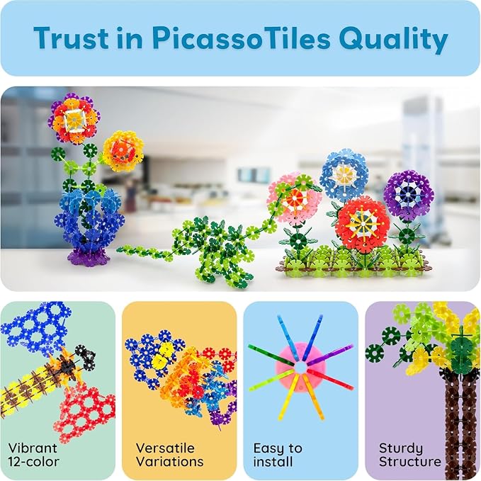 PicassoTiles Building Chips 600 Pieces Interlocking Construction Chips Creative Disc Block Toy Set STEM Learning Toys for Early Education and Child Brain Development Kids Boys Girls Age 3 and Up PTF60 - Image 8