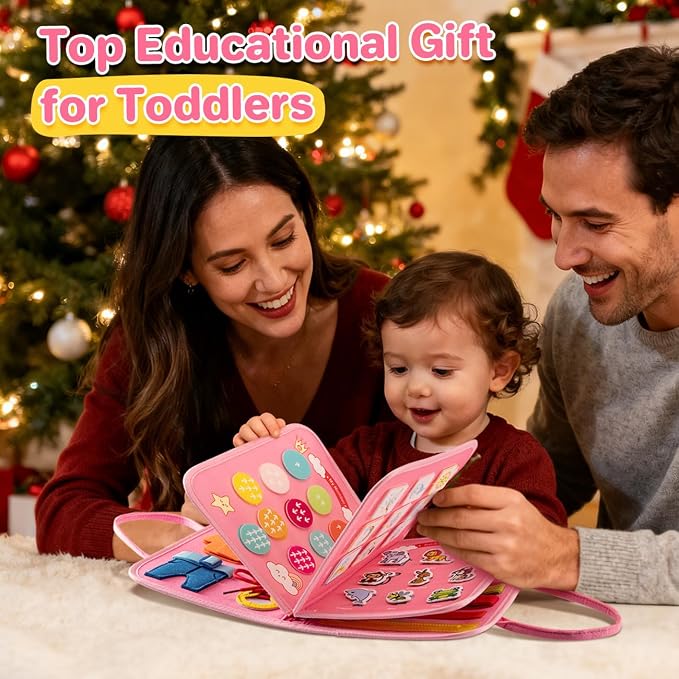 Busy Board Montessori Toys Toddler Girl Gift, Sensory Travel Toy for 1-3 - Image 8