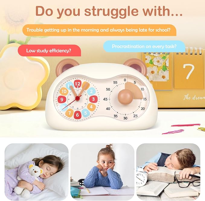 3-in-1 Alarm Clock for Kids with 60 minutes Visual Countsdown Timer - Image 3