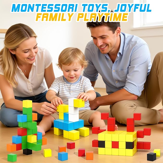 48PCS Large Magnetic Blocks, Magnet Building Cubes for Toddler 3+ Boy Girls - Image 5