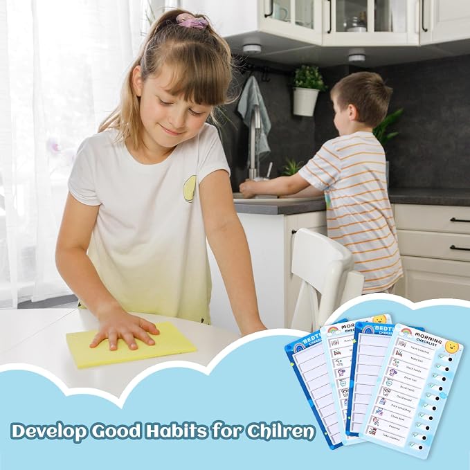 4Pack Upgraded Chore Chart for Kids - Morning Bedtime Daily Routine Chores Chart for Kids with Checklist, Kids Chore Chart, Visual Schedule for Kid Chore Board ADHD Tools for Kid Sliding Chore Chart - Image 4