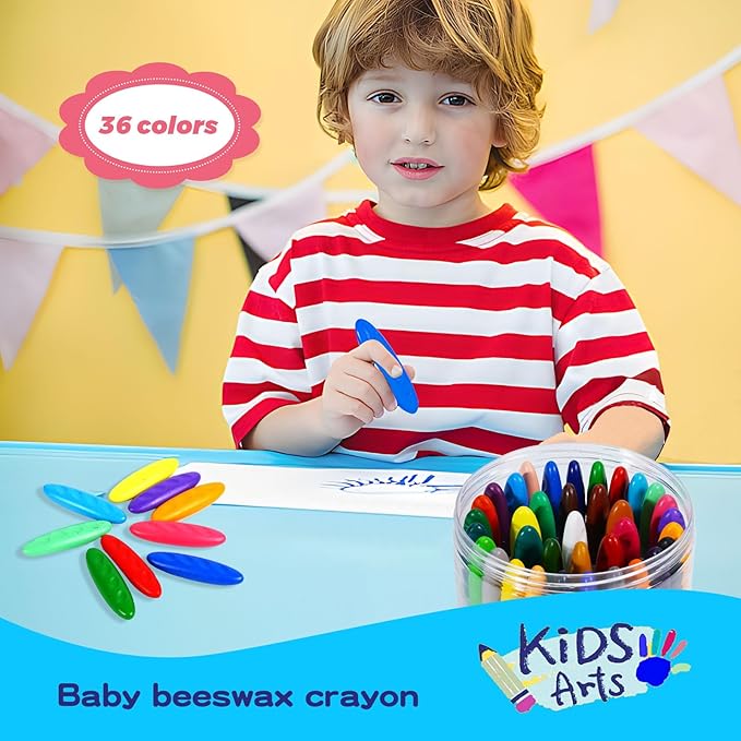 Peanut Crayons for Kids 36 Colors Washable Toddler Crayon, Non-Toxic Baby Crayon for Ages 2-4, 4-8 - Large Crayons for Toddlers 1-3, Coloring Art Supplies, Back to School Gift for Boys&Girls