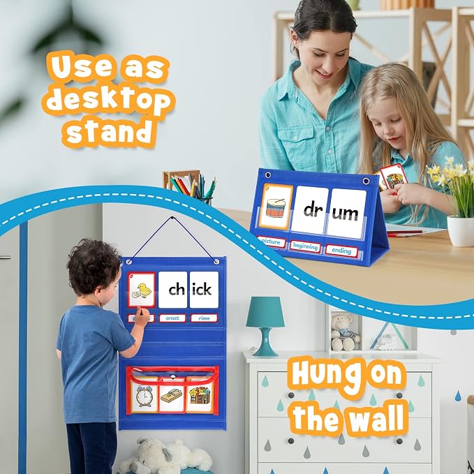 Torlam Blends & Digraphs Pocket Chart, Onset Rime Phonics Games Sight Word Flash Cards, Educational Spelling Reading Learning Blending Board, Elementary Kindergarten Classroom Teachers Must Haves - Image 5