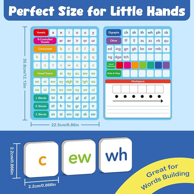 Aizweb 2 Pack Phonics Letter Tiles Set,All-in-one Phonics Kit,Reading &Spelling Games with Dry-Erase Boards&Storage Case,Phonics Games for Preschool& Kindergarten Classroom Learning - Image 4