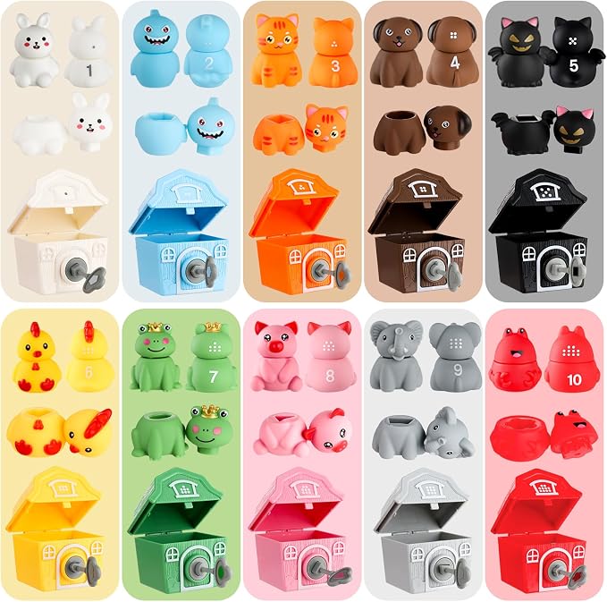 Grarain Toddler Farm Animals Toys, Upgraded Keys Barn Match Game, Montessori Educational Color Shape Sorting & Counting Learning Toy for Kids Boys Girls 3-6 Year Old, Fine Motor Gifts - Image 7