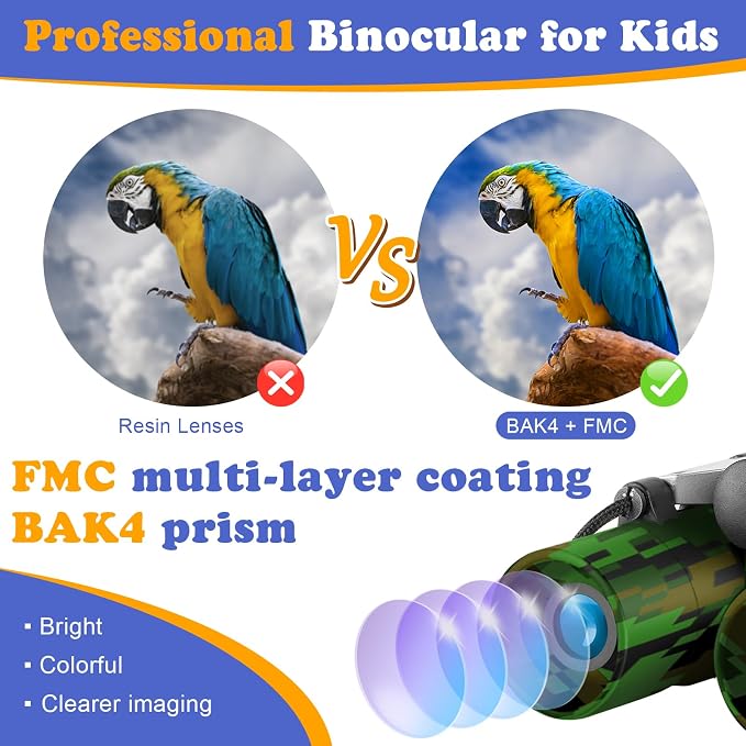 Real Binoculars for Kids Gifts for 3-12 Years Boys Girls 8x21 High-Resolution Optics Compact Toy Binocular for Bird Watching,Travel, Camping - Image 3