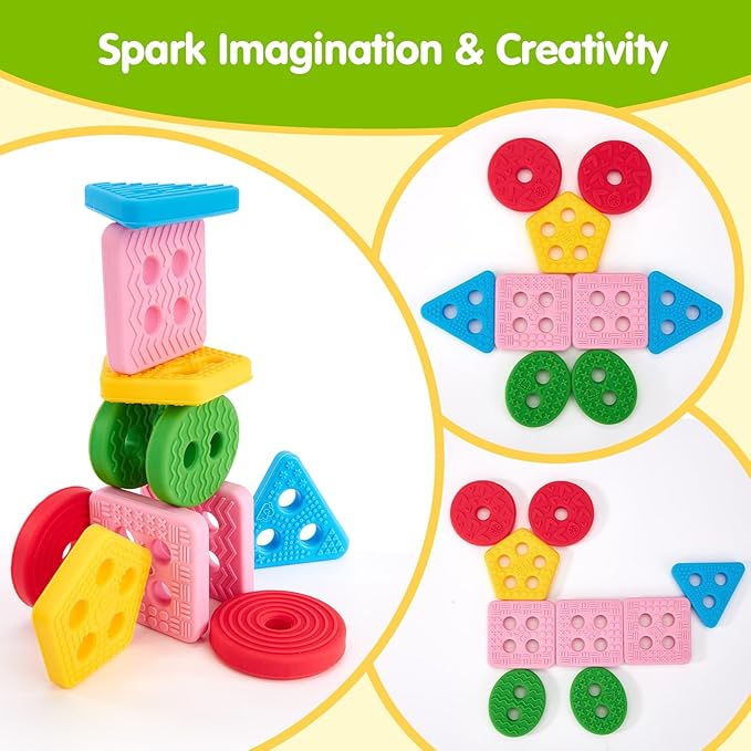 hahaland Toddler Toys 1-2 - Soft Textured Silicone Shape Color Sorting Stacking Toys, Sensory Blocks for Toddlers 1-3, Montessori Toys for 1 Year Old Boy Girl Gifts, Learning Baby Toys 1 Year Old