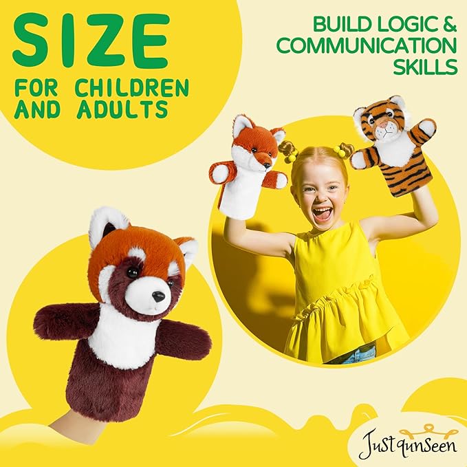 Puppet for Kids Role Play Gift Boys Girls Interactive Learning Animal Classroom Supplies Washable Soft Stuffed Forest Friends Red Panda Puppet