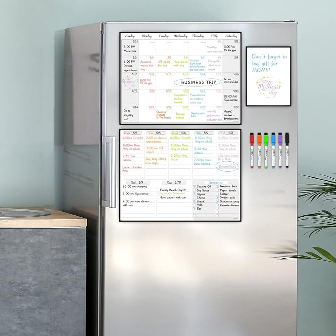 JJPRO Magnetic Dry Erase Monthly Calendar and Weekly Whiteboard for Fridge-Monthly Planner,Weekly Dry Erase Board for Refrigerators,One Bonus Notepad/to Do/Grocery List - Image 6
