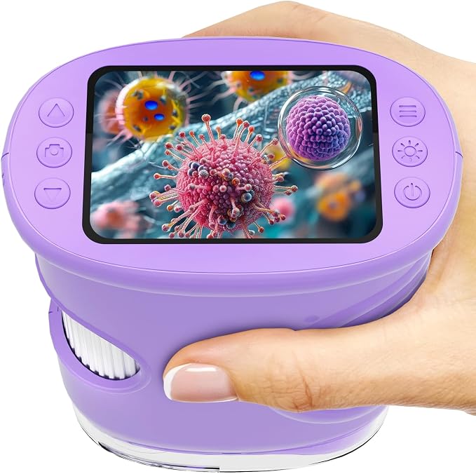 1000X Handheld Microscope for Kids: Pocket Digital Microscope with 2.0''IPS Screen&Photo/Video - Portable Edu Science Kits for Girls Boys - STEM Toys Birthday Gifts Ages 3-6 6-12(Purple) by pozifu