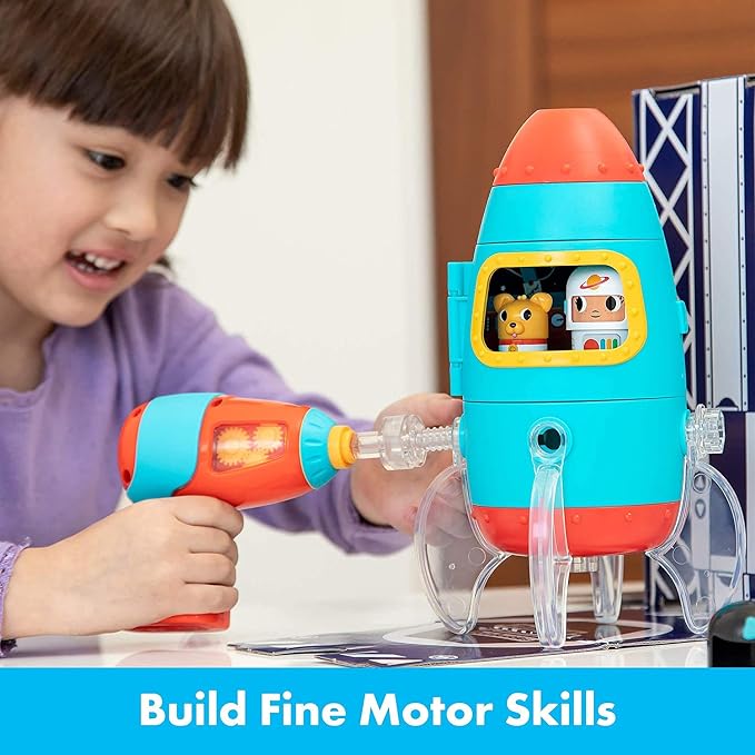Educational Insights Design & Drill Bolt Buddies Rocket - Building Construction Toys for Toddlers 3-5, Take Apart Toy Rocket Kit, Kids Tool Set with Electric Toy Drill, Toddler STEM Toys - Image 2