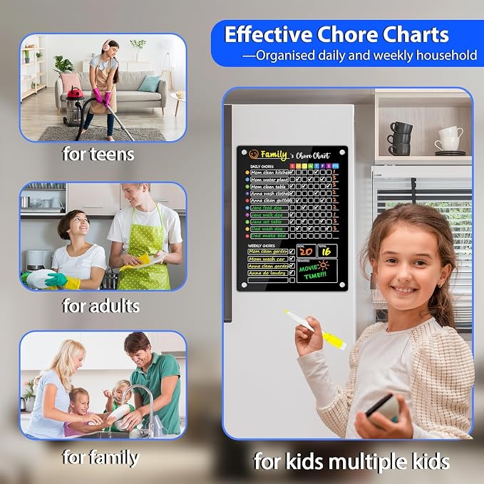 PigPotParty Black Acrylic Magnetic Chore Chart for Kids, 12x16 Inch, 2 Pack - Image 5