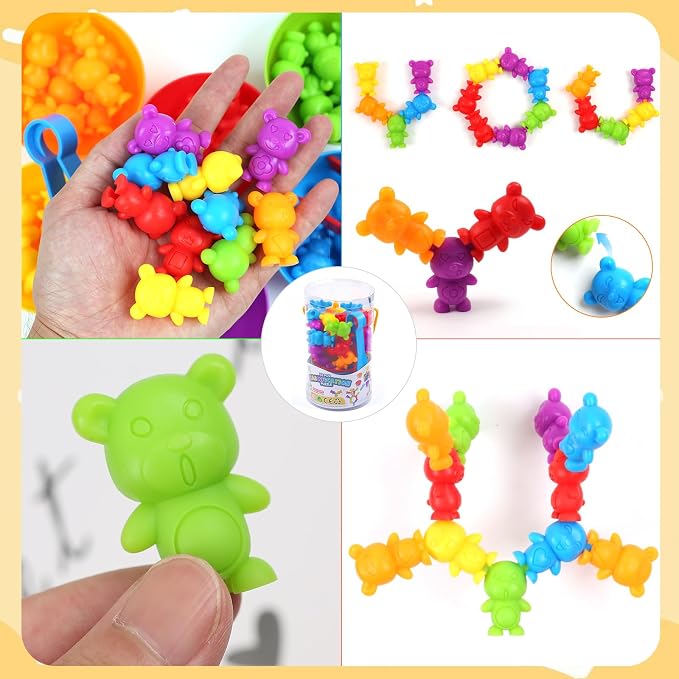 UNIQUE KIDS Counting Matching Game with Sorting Cups, Color Classification and Sensory Training Educational Learning Toys Set Gift for Toddlers Preschool Ages 3 Years and up - Image 4
