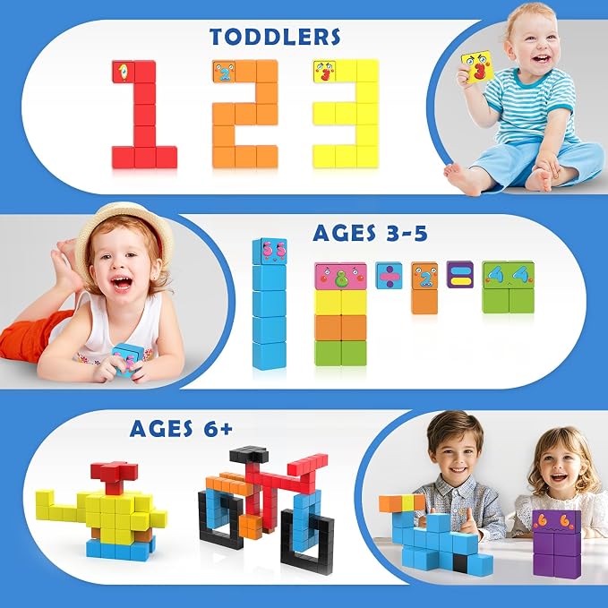 Magnetic Blocks World Number Building Cubes for Toddlers Age 3+ Boys Girls - Image 7