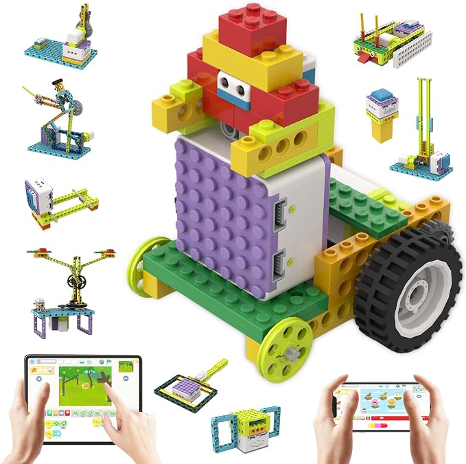 ICQbot 10 in 1 Coding Robot Kit,270+ Piece ScratchJr Learning Educational APP Remote Voice Programming Building Toys for Age 5+ Kids by ICreateRobot