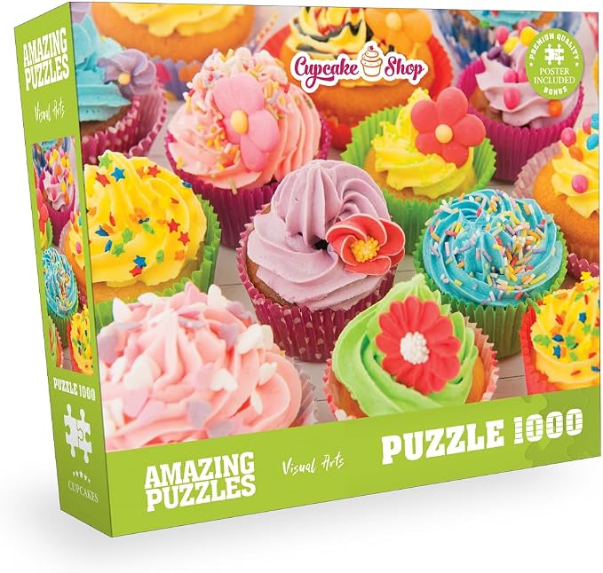 1000 Piece Jigsaw Puzzle for Kids and Adults 19x27in Poster Included - Cupcakes by Unknown