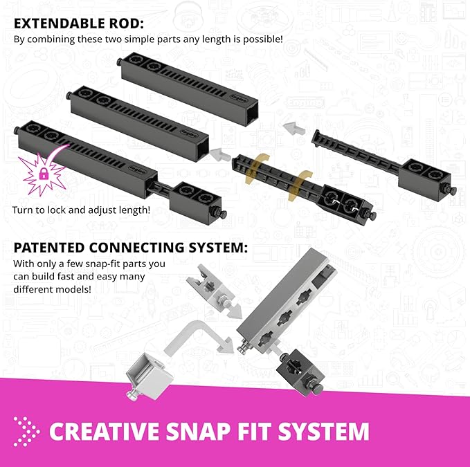 Engino STEM for Girls, 30 Motorized Model Set, Building Kit for Kids 6+, Gifts for Boys & Girls, Learning & Education Toys, STEM Projects, Engineering Toys