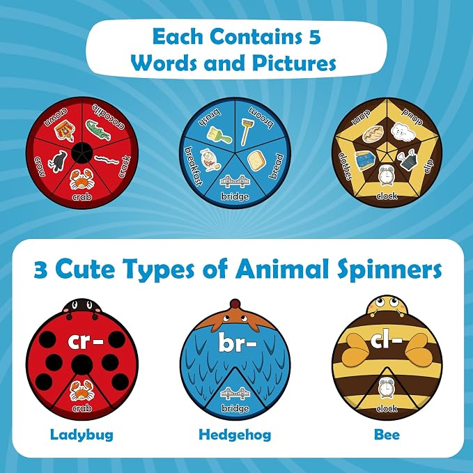 Kasfalci Blends & Digraphs Cards, Phonics Games,Speech Therapy Toys for Toddlers Kids,Learn to Read, Spelling Reading Learning Sight Words Games,Kindergarten Preschool Learning Activities Educational - Image 3