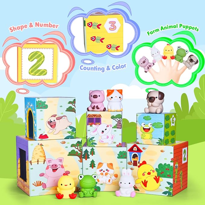 Toddler Farm Animal Sorting and Stacking Toys Gifts for 1-3 Year Olds - Image 4