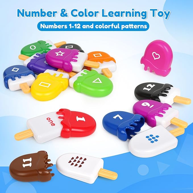 USATDD Numbers Learning Toys Number Popsicles Matching Toy Learning Numbers & Patterns Preschool Learning Activities Montessori Toys for Kids - Image 4