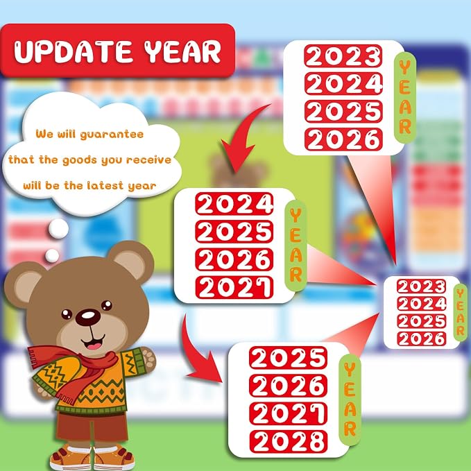 My Daily Calendar Felt Board for Kids Preschool Classroom Calendar 3.5Ft Circle Time Learning Center All About Today Activities Bear Dress Emotion Weather Season Days of the Week for Toddlers Learning - Image 7