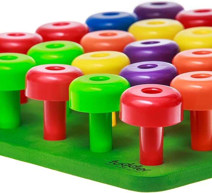 Toddler Peg Board Sensory Montessori Fine Motor Skills Educational Toys - 30 Stackable Pegs + Pattern Card + Drawstring Backpack + E-Book - Image 9