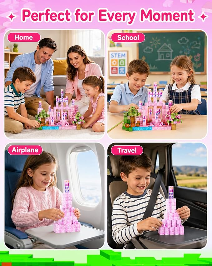 100PCS Princess Castle Magnetic Blocks for Girls, STEM Sensory Building Toys, 3D Magnetic Construction Set for Kids Ages 3-8, Birthday - Image 4