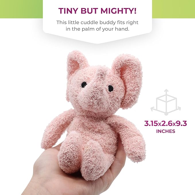 Thermal-Aid Zoo Mini — (Tiny The Elephant) — Mold-Resistant, Washable Hot & Cold Pack for Kids — Heating and Cooling Pad with Natural Corn Filling — Reusable Plush Toy