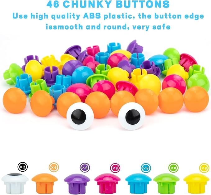 Button Art Pegboard for Toddlers - 12 Pics & 46 Buttons, Gift 3+ - Image 5
