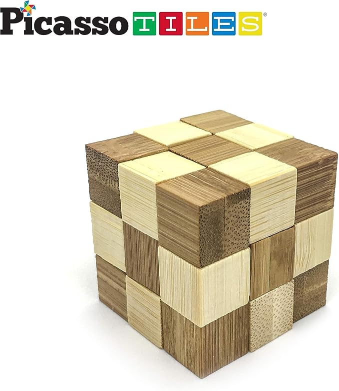 PicassoTiles 8 Styles Interlocking Sensory Toys Wooden Burr Cube, Ball and Barrels Logic Skill Genius Puzzle Brain Teaser Games & Intellectual 3D Assembling Educational Toy Set for Kids & Adults PTP08 - Image 7