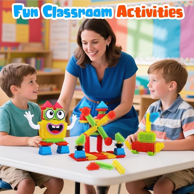 teytoy 200Pcs Building Blocks Toys,Bristle Shape Building Blocks Set - Image 7