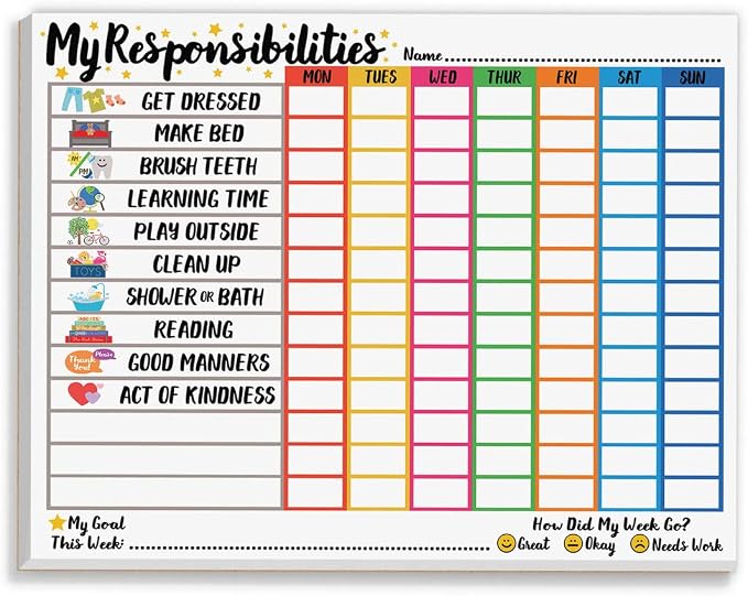 Tiny Expressions Responsibility Chart for Kids Ages 3, 4, 5, and 6 by TinyExpressions