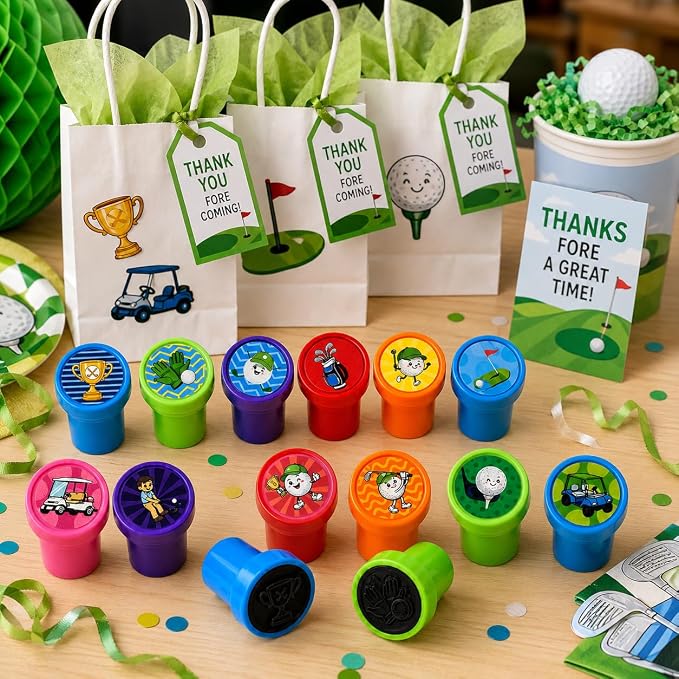 Cinrobiye 24 Pcs Golf Stampers Party Favor Set, Cute Sports Golf Stamps for Kids Birthday Party, Classroom Rewards, Carnival Prizes, Goody Bag Fillers, Sports Themed Party Supplies - Image 7