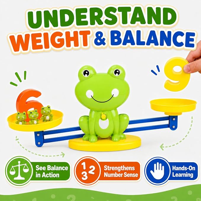 CozyBomB Frog Scale Balance Counting Toy - Preschool Math Learning Games - Image 2