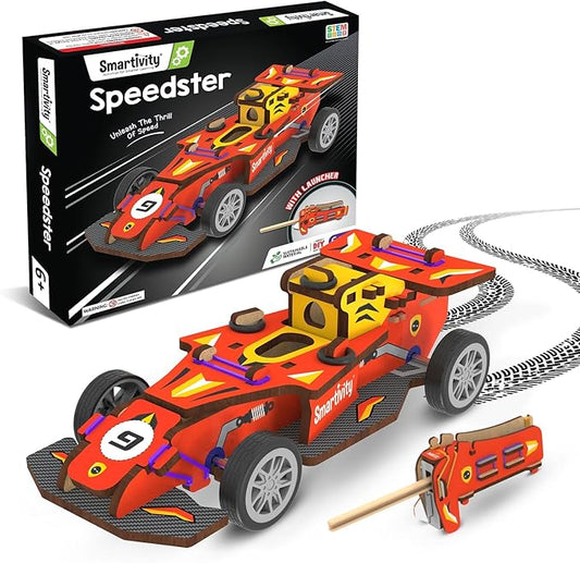 Smartivity DIY Speed CAR Toy for Kids Ages 6-12 | Build Your Own - F1 Racing Car with Launcher | Birthday Gift for Boys and Girls | STEM Learning Car Toys for 6,7,8,9,10,11,12 Years