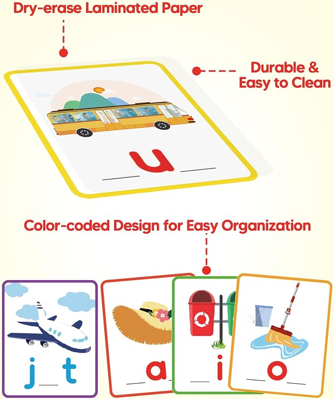 CVC Word Writing & Spelling Flash Cards, Kindergarten Reading Workbooks - Image 5