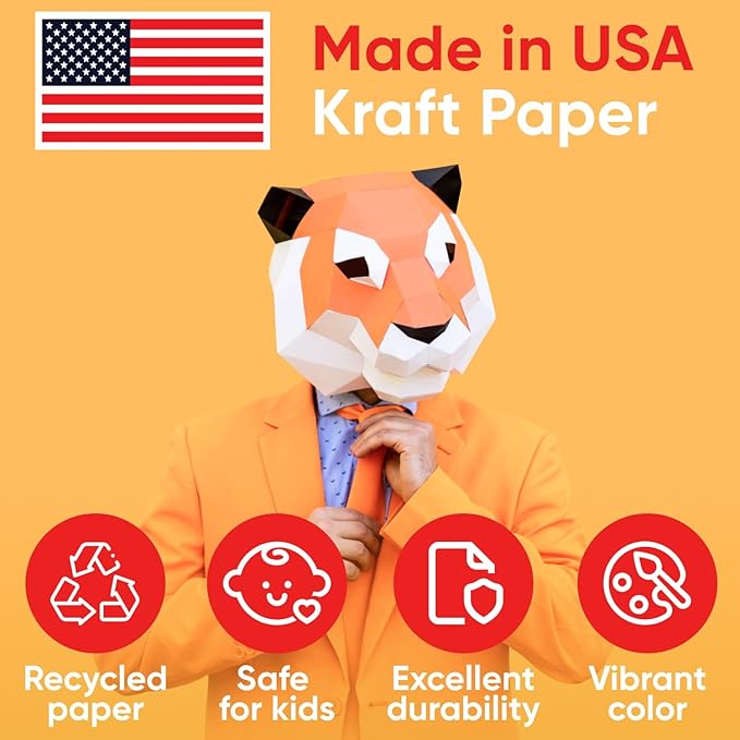 USA Made 24" x 1200" Orange Kraft Paper Roll, 45 lbs Thickness, American Quality Colored Kraft Paper for School, Bulletin Board - Odorless, Non-Toxic, Safe for Kids