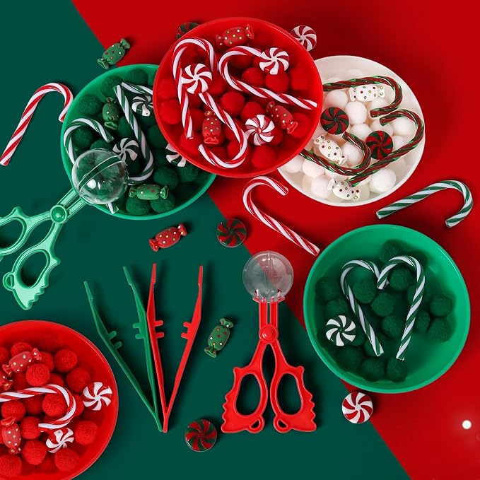 136 Pcs Christmas Sensory Bin Items Candy Cane Counting Sorting Sensory Bin Filler Fine Motor Toys Candy Cane Counts for Kids Xmas Counting Toys for Preschool Education Activities - Image 3