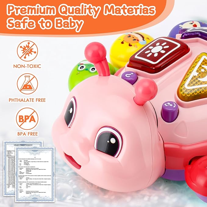 Musical Baby Toys, Infant Light up Music Toys Tummy Time Development, Crawling Toy for 6 7 8 9 10 11 12+ Month Old, Christmas Birthday Gifts for Babies Girls