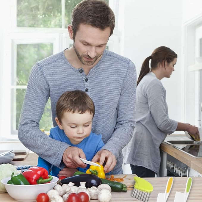 Suhctuptx Kids Kitchen Knives, Nylon Toddler Knife Set with Crinkle Cutter, Kid Safe Knife for Real Cooking, Toddlers Friendly Knifes for Kitchen Cooking & Cutting Bread Vegetable Fruit Cake - Image 6