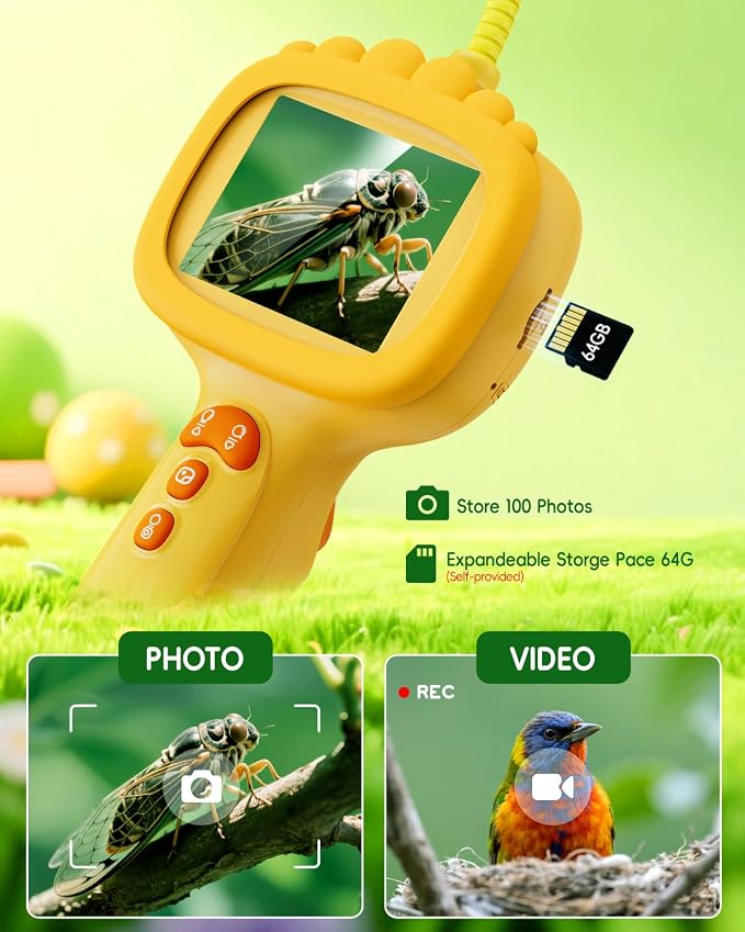 Borescope Snake Camera with Light for Kids, Outdoor Educational STEM Toys, Science Gifts for 5 Year Old Boy, Camping Nature Activities, Best Birthday Gift for Boys, Girls Ages 4,5,6,7,8,9,10(Orange) - Image 2