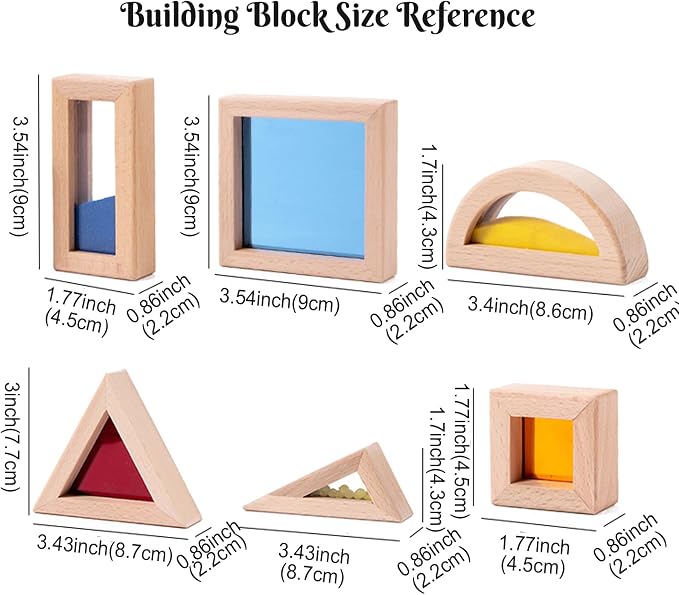 Dinhon 23PCS Sensory Blocks for Toddlers 1-3 & Kids 4-8 - Large Montessori Wooden Building Blocks with Rainbow Colors, Stacking Toys for Boys Girls, Sensory Play & Preschool Learning, Toddler Gift - Image 6