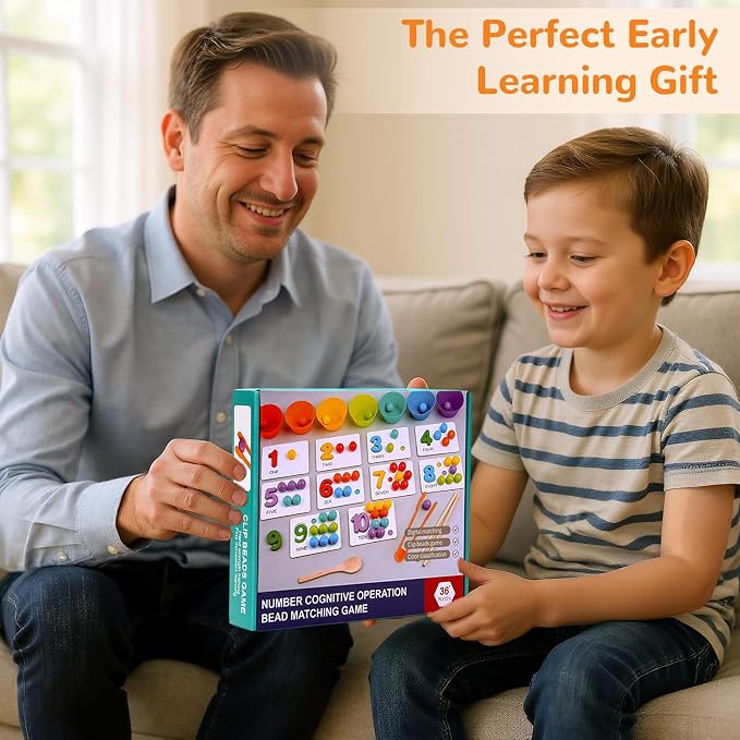 Wooden Peg Board Bead Game, Montessori Arithmetic Math Toy Set - Image 7